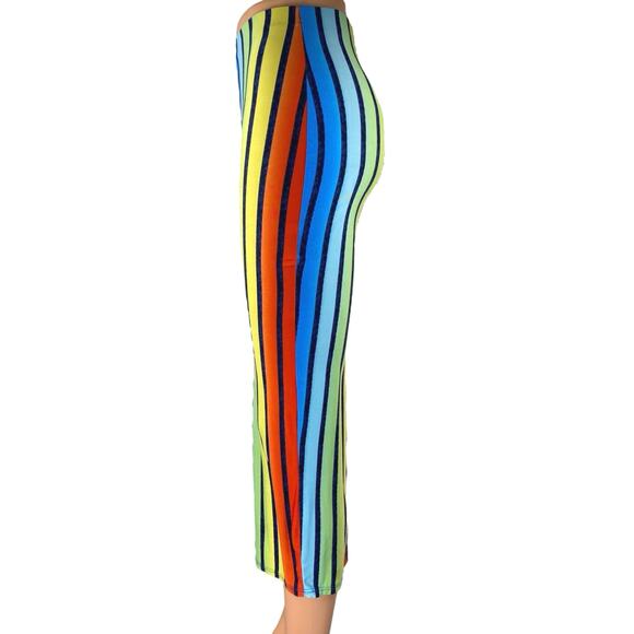 Sabora Womens Multicolor Rainbow Striped Stretch Midi Bodycon Pencil Skirt Sz S - Picture 2 of 6
